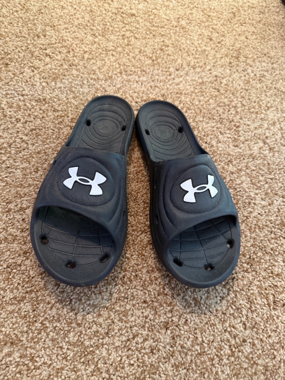 Under Armour black Slide Sandals with White Logo